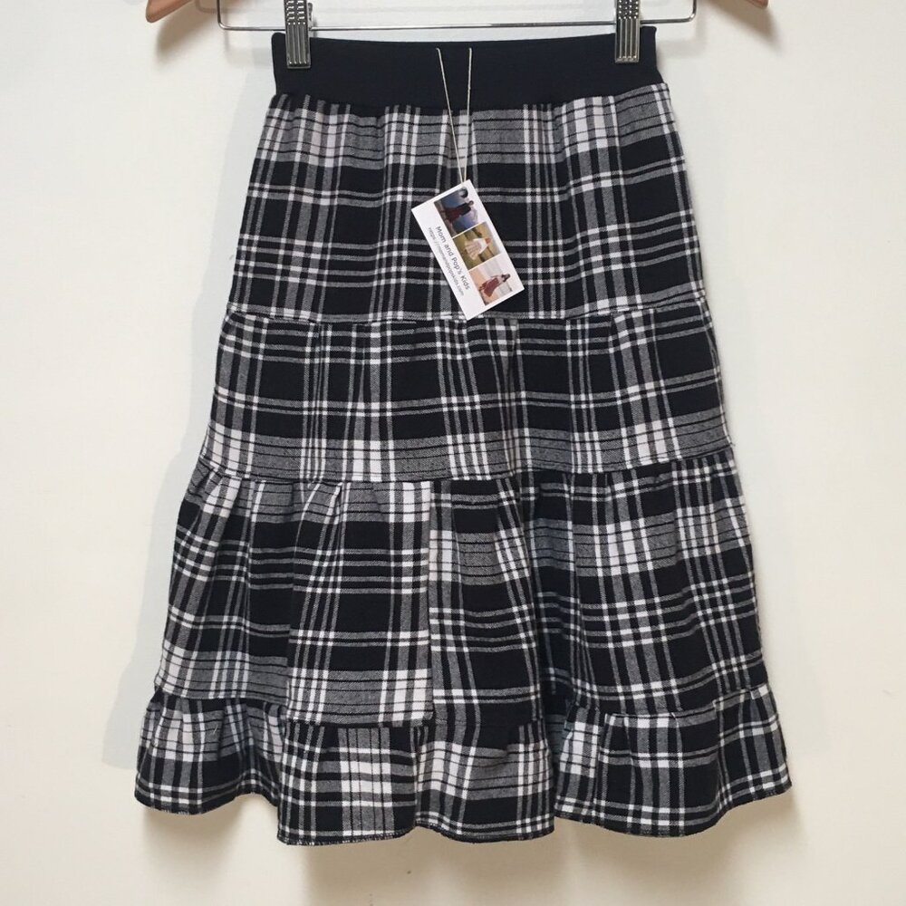 Skirt Flannel Girls 6 Maxi Black Plaid Ruffle Tiered Cotton Mom and Pop's‎ Kids